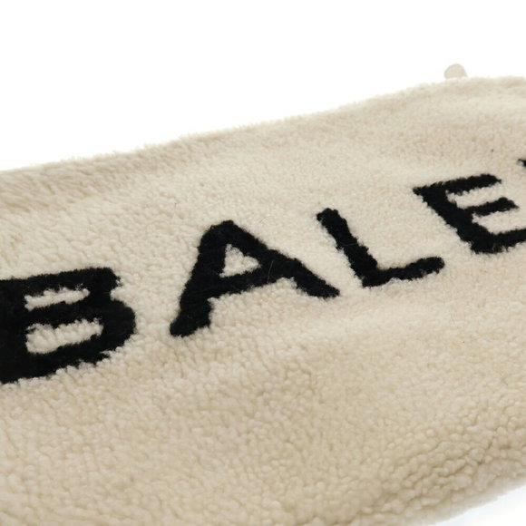 BALENCIAGA Shearling Logo Clutch Bag Boa White - Picture 6 of 6